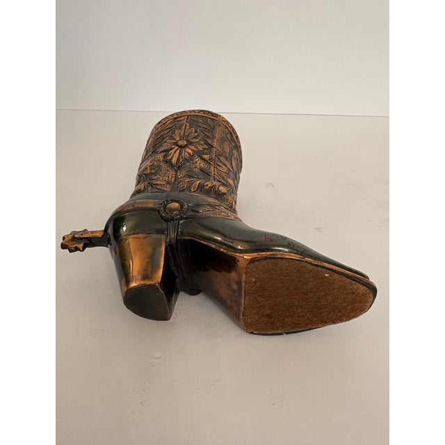1950s Vintage Copper Cowboy Boot With Spur Lighter For Sale - Image 5 of 9
