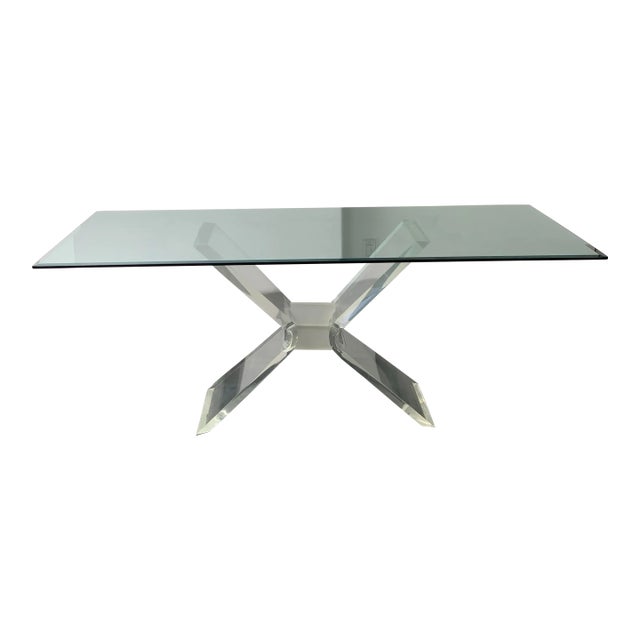 Lucite & Glass 'Lion in Frost' Dining Table 1970s For Sale