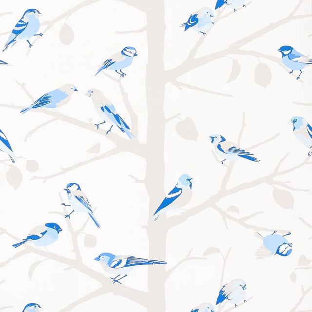 Not Yet Made - Made To Order Schumacher A-Twitter Wallpaper in Blues For Sale - Image 5 of 5