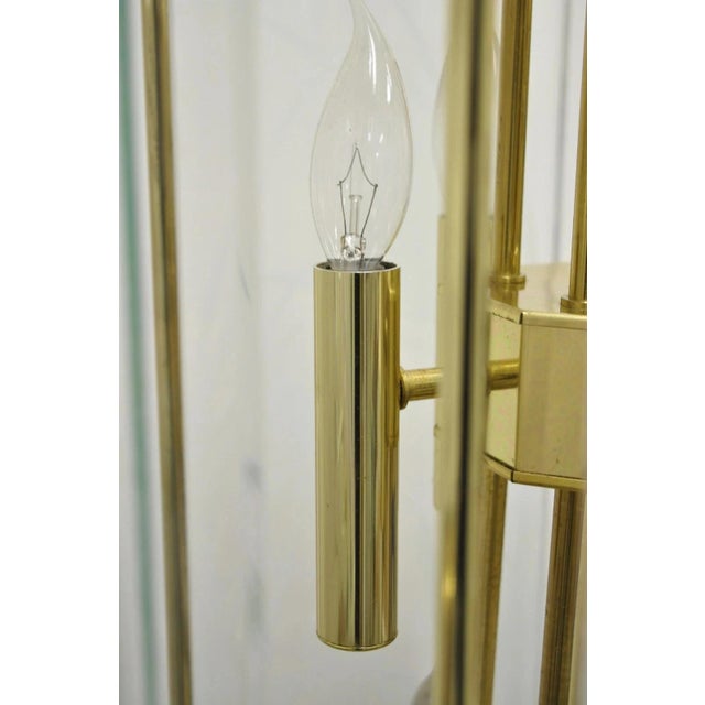 Vintage Fredrick Ramond Mid Century Modern Brass Lucite Glass Pendant Chandelier For Sale - Image 9 of 13