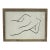 1970s Contemporary Minimalist Reclining Nude Figure Line Drawing in Wood Frame. For Sale