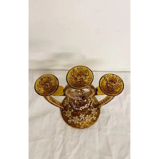 Hand-Painted Crystal Candleholder, Italy, 1940s For Sale - Image 3 of 13