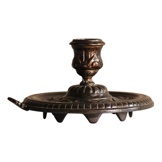 French Art Deco Patinated Bronze Candlestick, 1930s For Sale