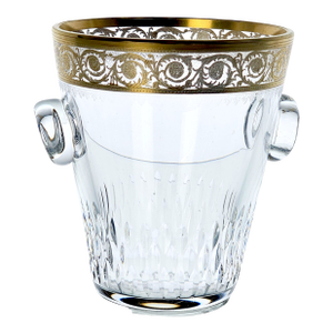 St. Louis Crystal Ice Bucket – Thistle Pattern With 24k Gold Trim, French Hand Cut Crystal