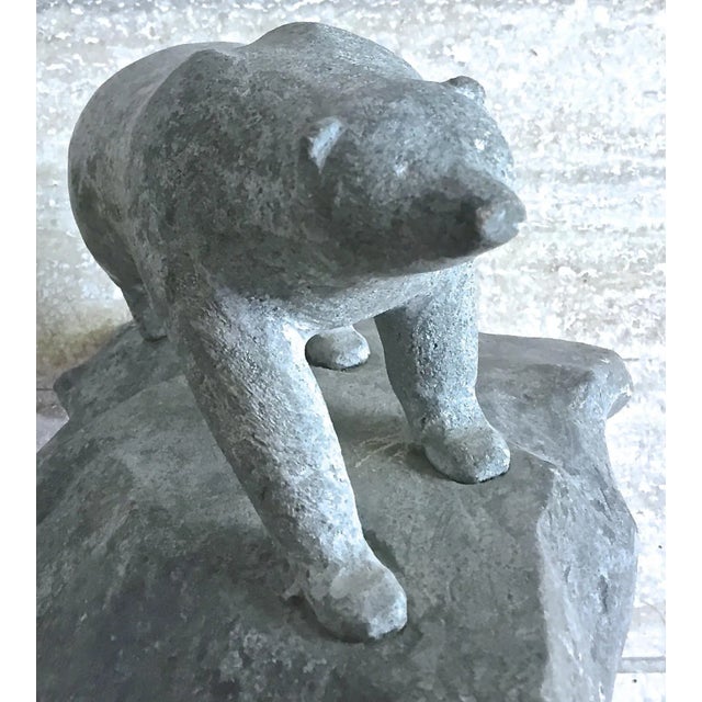 Vintage Carved Stone Bear Sculpture For Sale - Image 9 of 9