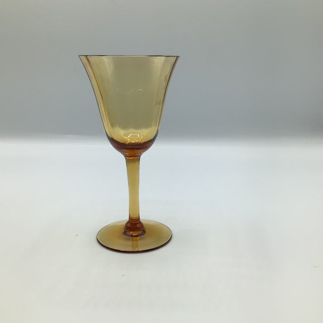Vintage Amber Crystal Port Glasses - Set of 7 For Sale In Sacramento - Image 6 of 12
