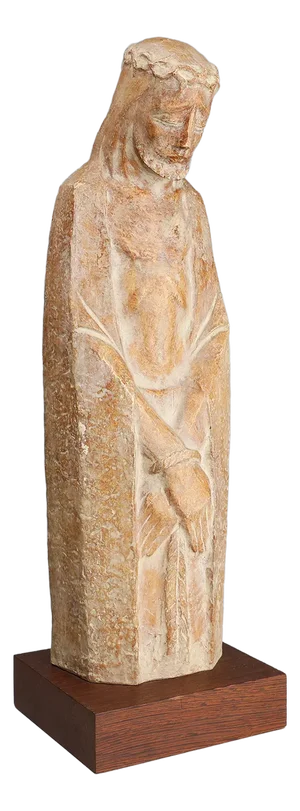 André Teackens, Art Deco Style Religious Statue of Jesus Christ, 1920s, Plaster on Wood Base