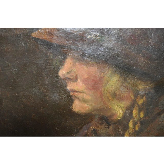 1920s Carl Stilling (Denmark, 1874-1938) "Dutch Girl" Oil on Canvas C.1924 For Sale - Image 5 of 9