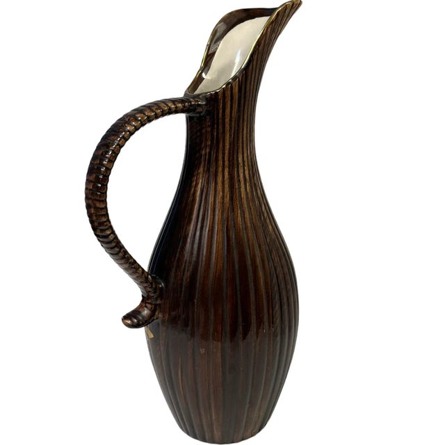 Bequet Vintage Hand-Painted Ceramic European Ewer For Sale - Image 4 of 9