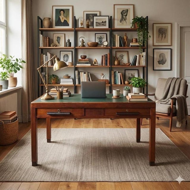 Art Deco Office Desk with Leatherette Top, 1940s For Sale - Image 4 of 9