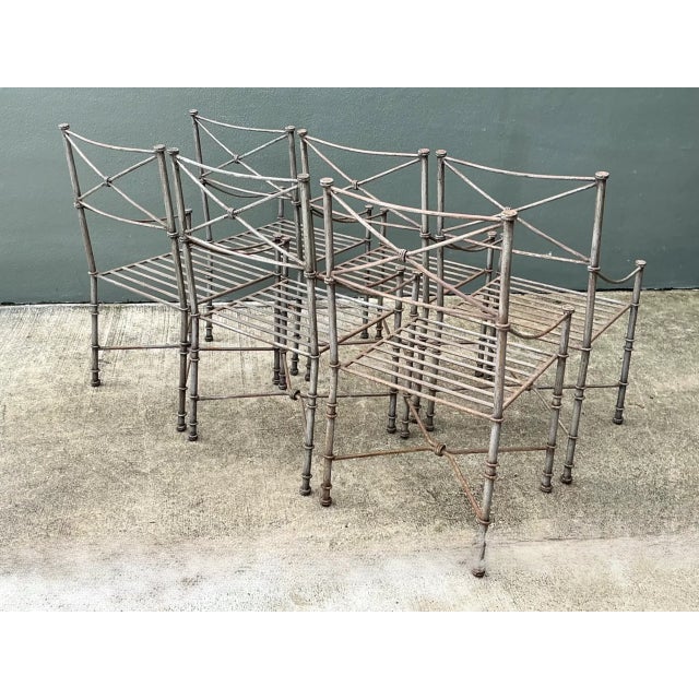 Vintage Target Back Wrought Iron Dining Chairs - Set of 6 For Sale - Image 11 of 12