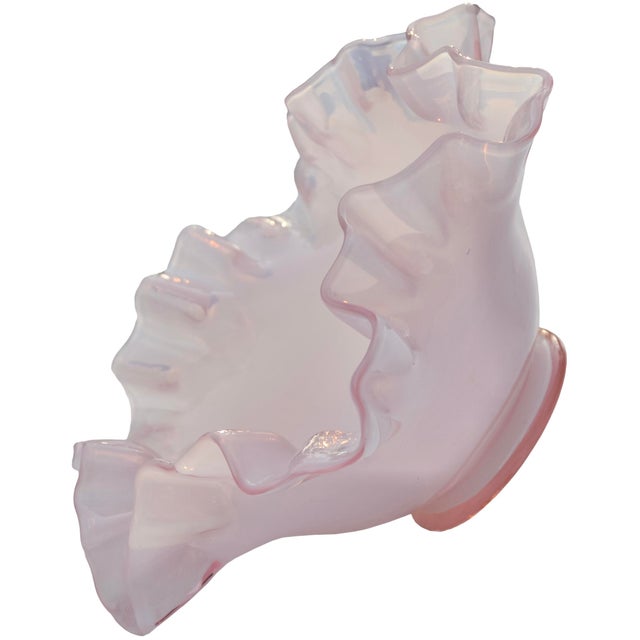 Mid 20th Century Mid 20th Century Handmade & Ruffled Americana Art-Glass Bowl Accent For Sale - Image 5 of 6