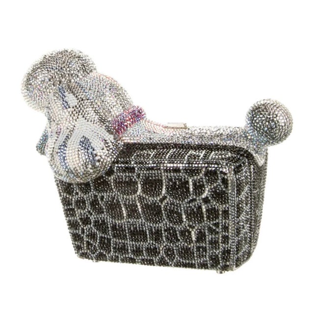 Judith Leiber Poodle Dog Phoebe Crystal Minaudière Wrist Shoulder Evening Bag Animal For Sale - Image 9 of 14
