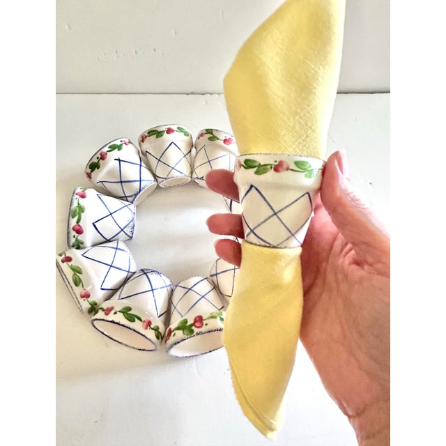 Flower Pot Ceramic Napkin Rings, Set of 11 For Sale In Louisville - Image 6 of 12