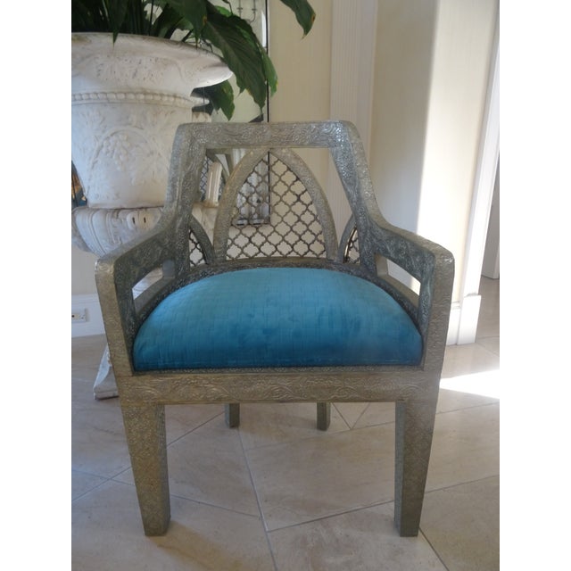 Vintage Anglo-Indian Metal Clad Accent Chairs a Pair For Sale - Image 9 of 12
