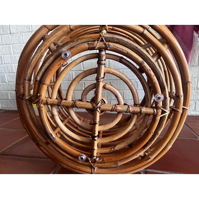 Brown XXL Vintage Franco Albini Style Woven Bamboo Basket For Sale - Image 8 of 9