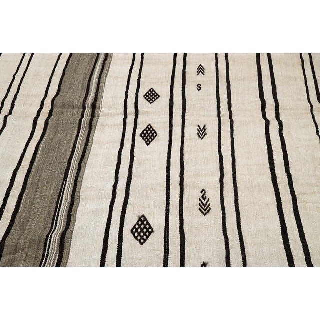 Mid 20th Century Striped Vintage Hemp Kilim Rug For Sale - Image 4 of 7