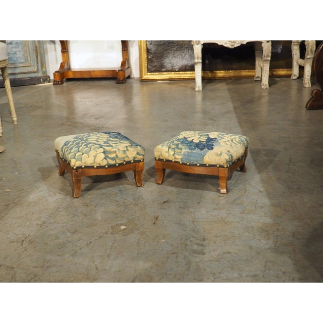 Pair of 19th Century French Louis Philippe Fruitwood and Tapestry Foot Stools For Sale In Dallas - Image 6 of 15