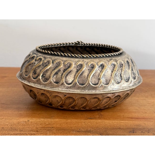 1980s 1980s Silverplate Miniature Planter Cachepot With Rope Trim For Sale - Image 5 of 7
