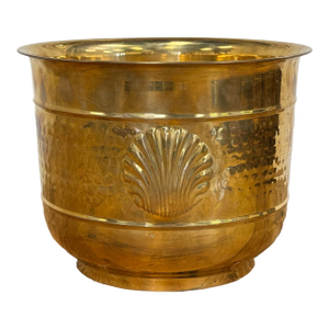 Vintage Hammered Brass Clam Shell Motif Planter