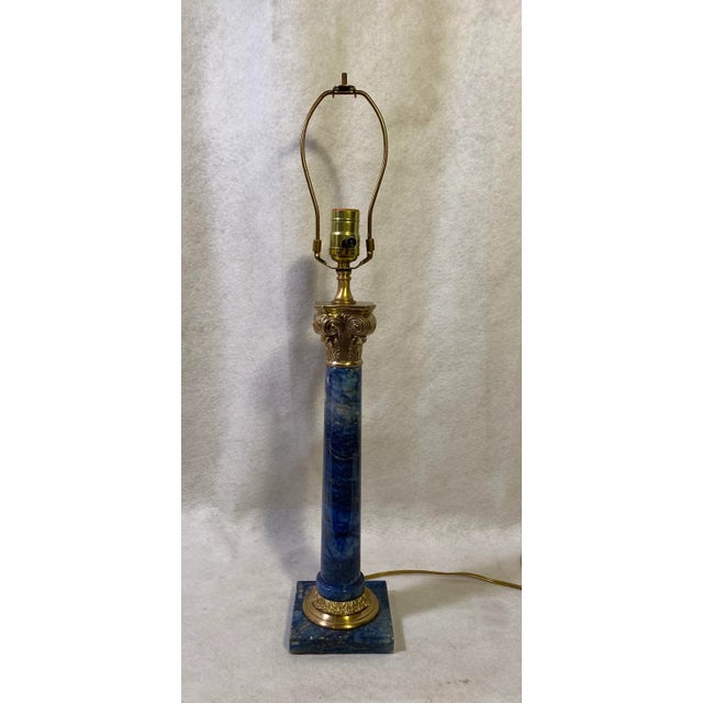 Vintage Blue Faux Lapis Neo Classical Table Lamp For Sale - Image 9 of 9