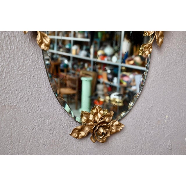 1950s Louis XV Style Wall Mirror in Gilded Brass, 1950s For Sale - Image 5 of 8