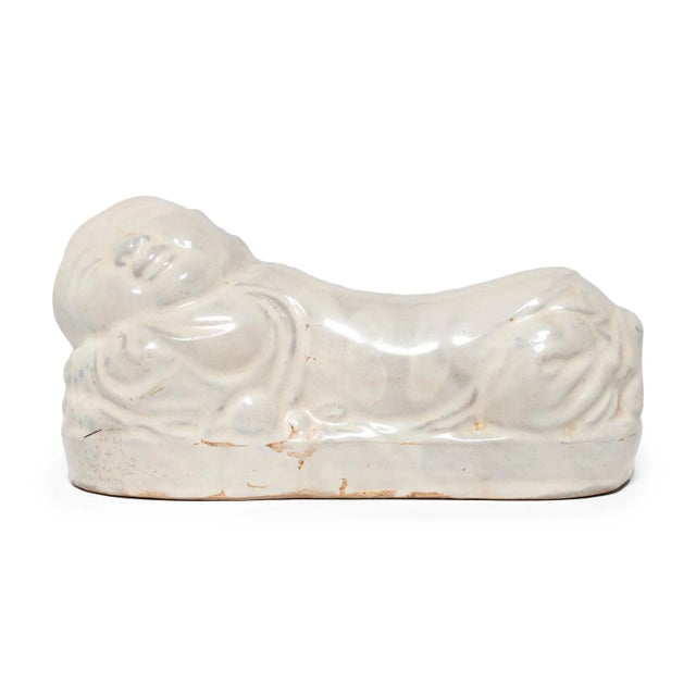 Ceramic Glazed Chinese Ho Ho Boy Headrest, C. 1900 For Sale - Image 7 of 7