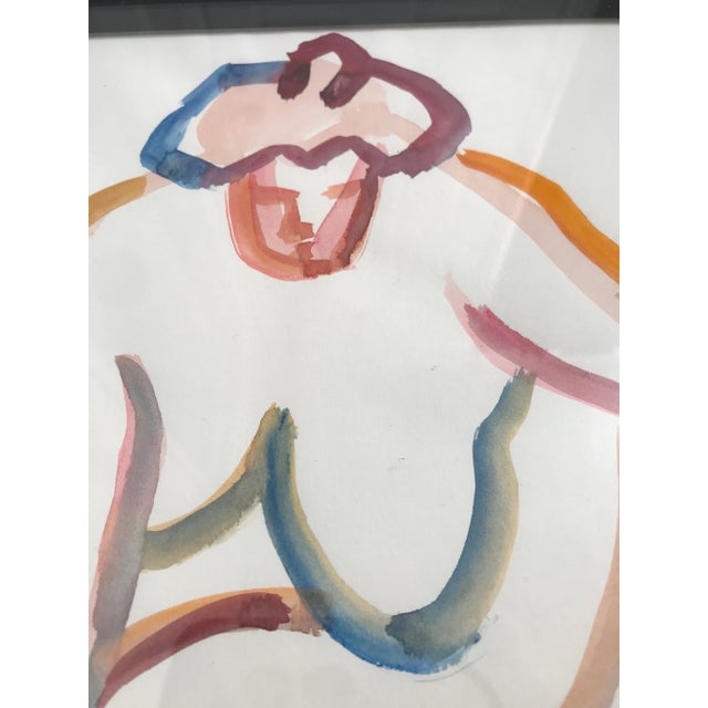 Small figurative watercolor painting with wooden frame. Purchased at an estate sale.