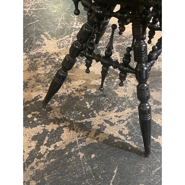 English Regency Ebonized Stool With Scalamandre Tiger Velvet For Sale - Image 4 of 5