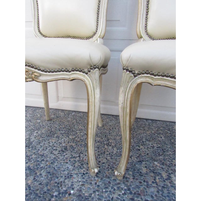 Antique White Set of Six Painted French Louis XV Style Dining Chairs For Sale - Image 8 of 18