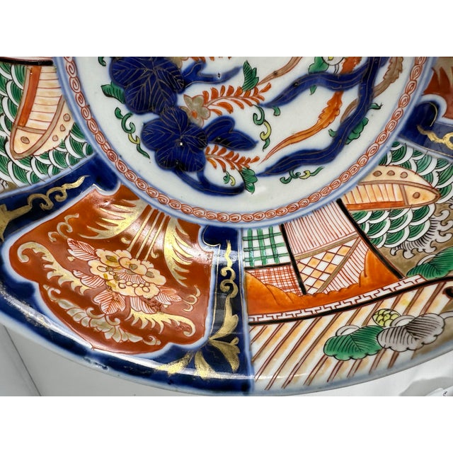 Late 20th Century Imari Large Porcelain Floral and Phoenix Bowl With Stand For Sale - Image 10 of 12