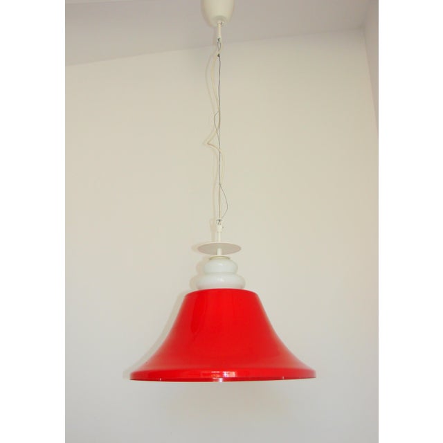Modern Space Age Pendant Light in Red Glass, 1970s For Sale - Image 3 of 11