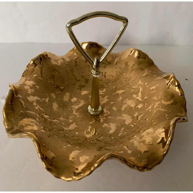 Ruffled Edge Gold Ceramic Candy Dish For Sale - Image 12 of 12