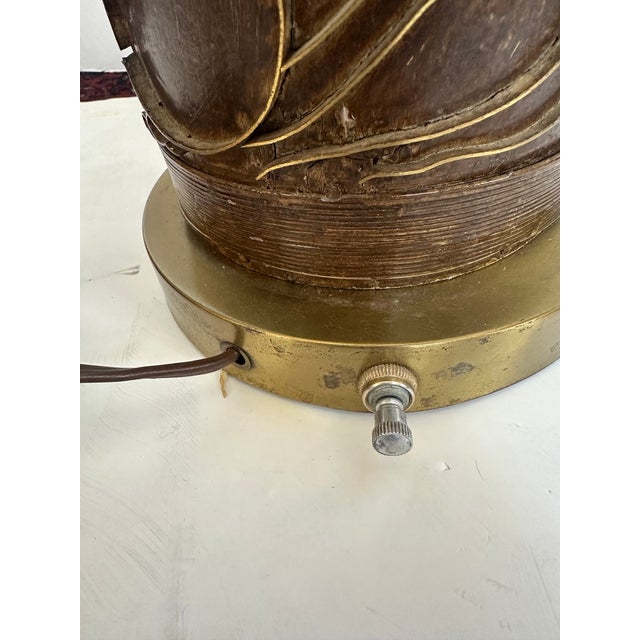 Vintage Wood and Metal Wallpaper Roller Table Lamps -a Pair For Sale - Image 9 of 14