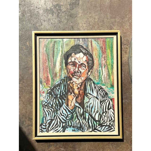Vintage Original Oil Portrait on Canvas For Sale - Image 9 of 12