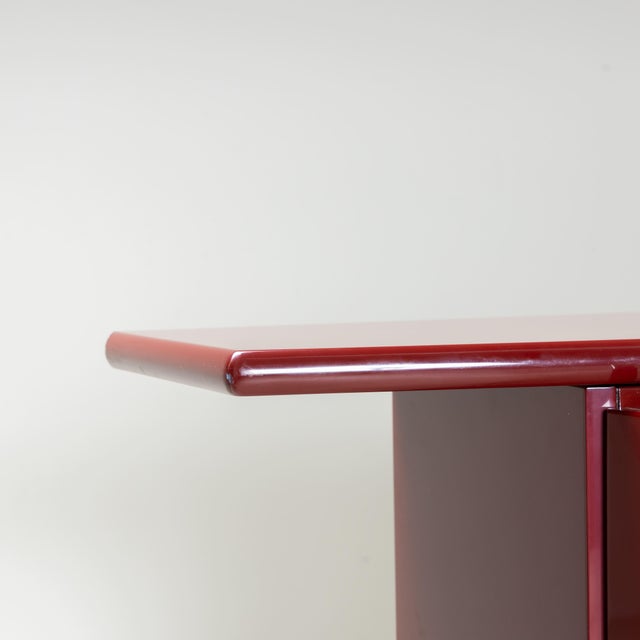 Wood Red Lacquered Wooden Sideboard, 1970s For Sale - Image 7 of 15