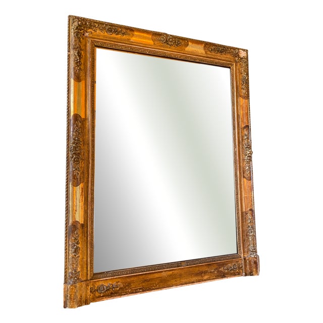Antique Empire Stucco and Gilt Wood Mirror, 1800s For Sale