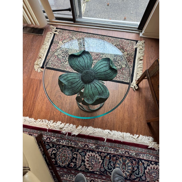 Vintage Walker-Marlen Mid-Century Modern Cast Metal Lily Leaf End Table Add a touch of timeless botanical elegance to your...