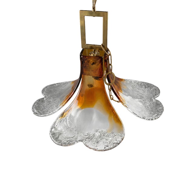 Mid-Century Modern Italian Floral Glass Tulip Pendant Lamp, 1960s For Sale - Image 9 of 9