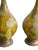 Mid century 1960s lava glazed lamps. Ceramic lamps with a mustard glaze with a lava rock style design. Walnut wood with a...