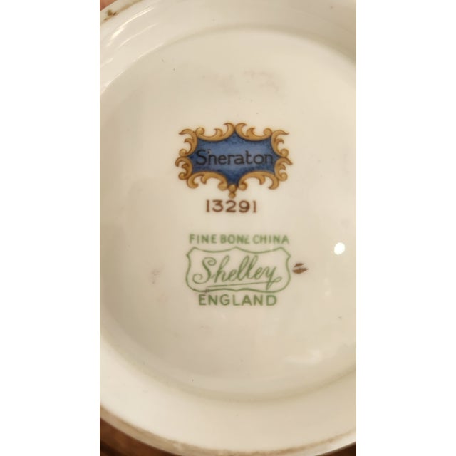 Vintage Shelley Sheraton 13291 Blue & Gold Bone China 16-Piece Serving Set For Sale - Image 15 of 18