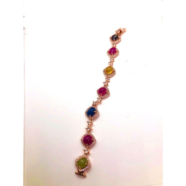 Bochic “Capri” Vintage Fancy Sapphire & Ruby Bracelet Set In 18K & Silver For Sale - Image 13 of 14