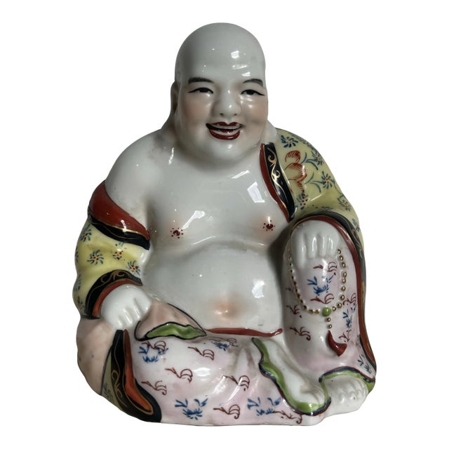 Chinese Hand Painted Porcelain Happy Buddha Sculpture For Sale