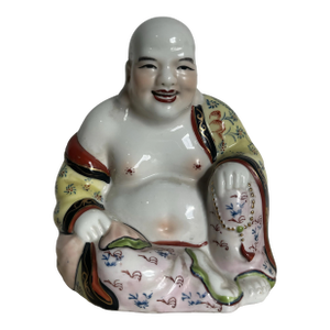 Chinese Hand Painted Porcelain Happy Buddha Sculpture