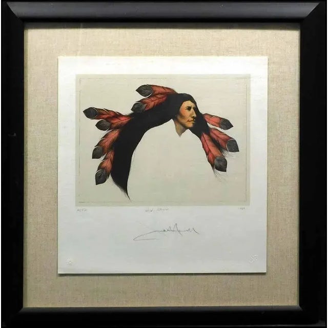 1990s Frank Howell "Wild Flower" Lithograph Framed Hand Signed With Custom Frame For Sale - Image 4 of 4