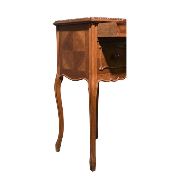 Antique Louis XVI Style Marble-Top Nightstand / Side Table For Sale - Image 4 of 5