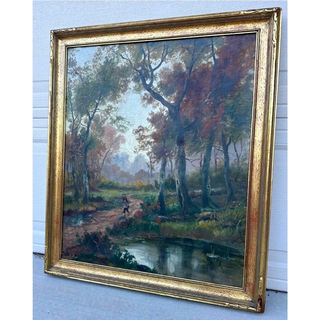 19th Century Hudson River School Style Landscape Oil Painting Attributed to Andrew W. Warren For Sale - Image 13 of 18