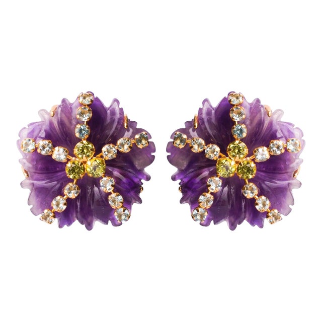 Noelle Studs in Purple, a pair For Sale