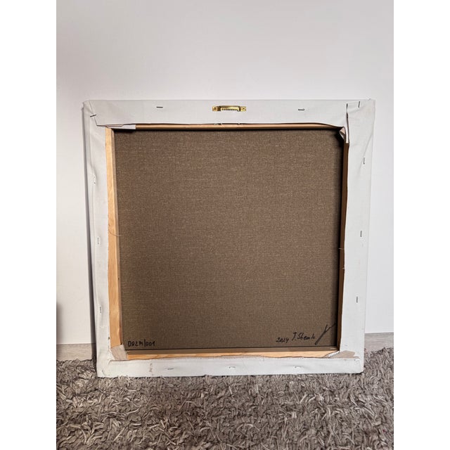 2020s Abstract Acrylic Diptych Set, Pastel Wall Art, 16x16 Inch Square Paintings, Minimal Modern Home Decor, Neutral Abstract Art For Sale - Image 5 of 5