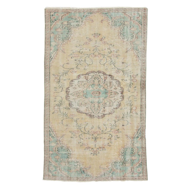 1960s Vintage Washed Out Turkish Rug- 4′9″ × 8′ For Sale